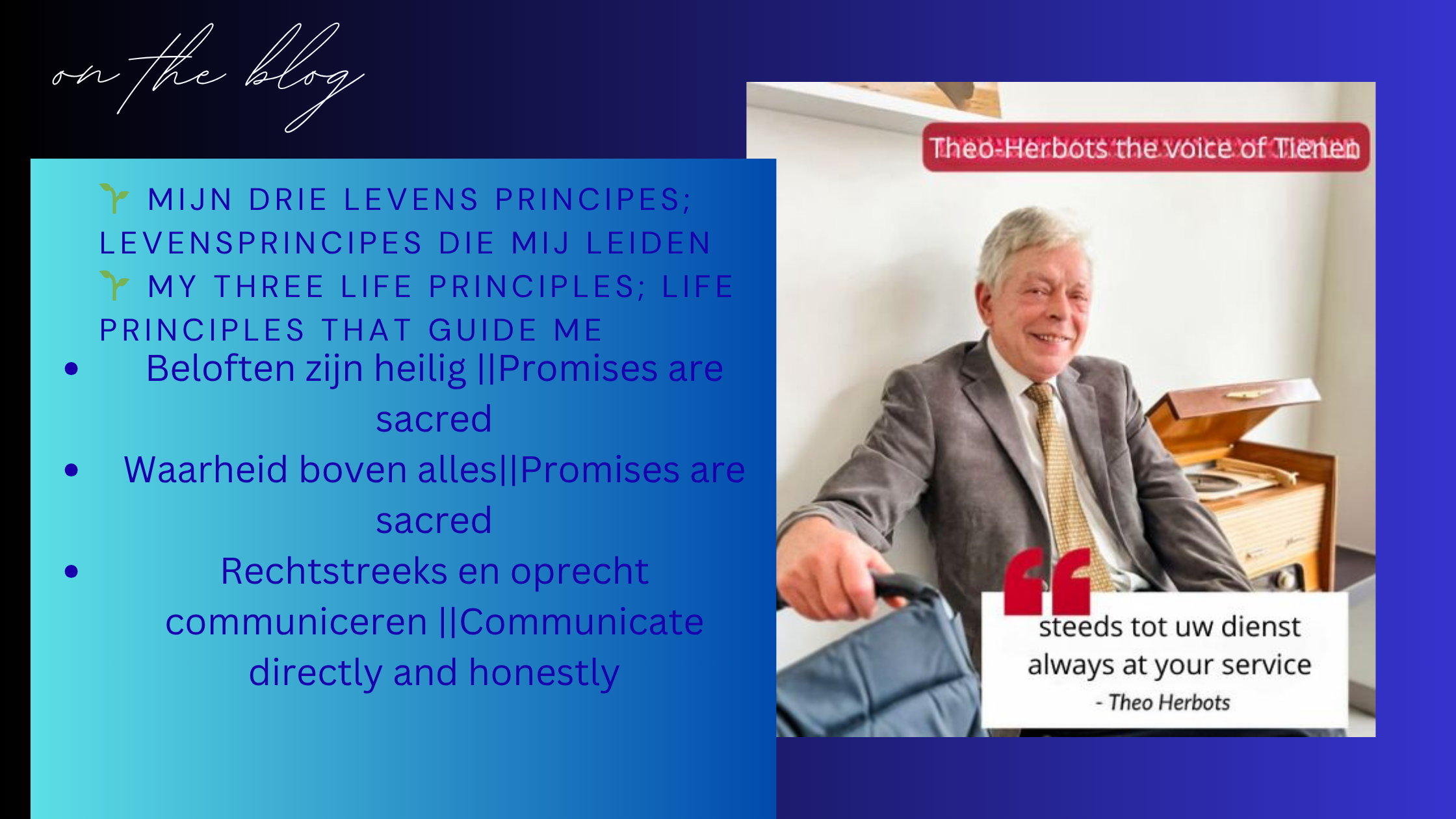 Op welke principes baseer je je leven? ||What principles do you base your life on?